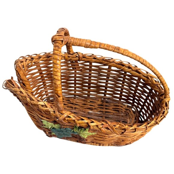 Rustic Wine Bottle Basket Caddy Woven Rattan Metal Grapevine Home Kitchen Decor - Picture 5 of 15